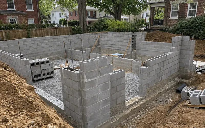New concrete block walls
